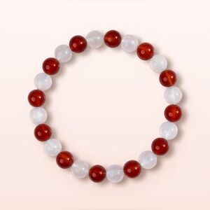 Elegant Red and White Quartz Bracelet